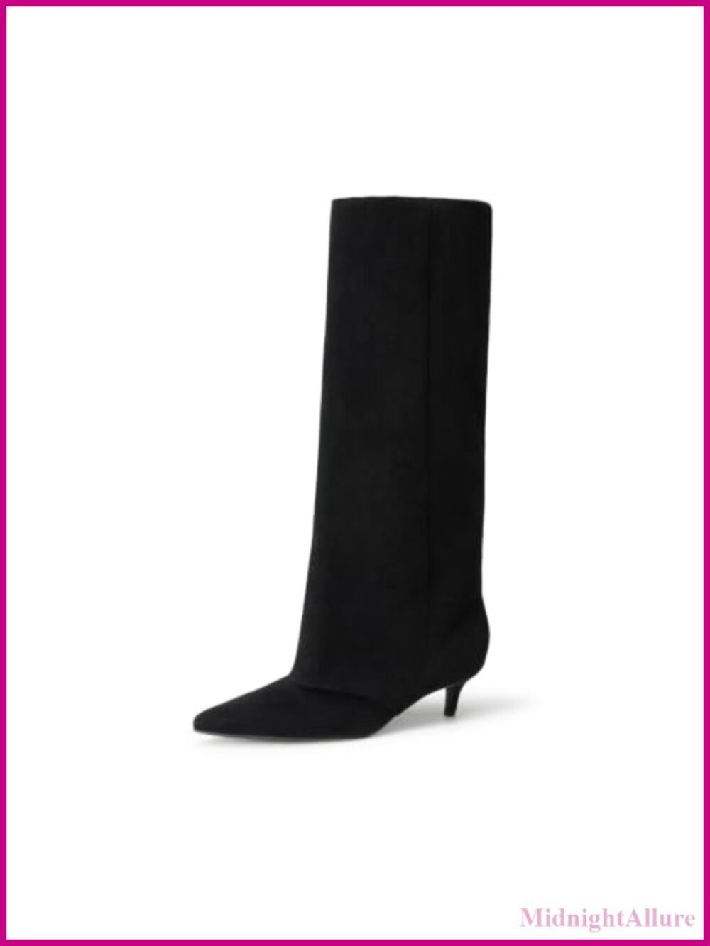 Fold-Over Knee High Kitten Heel Boots Women Supple TPU Sole
